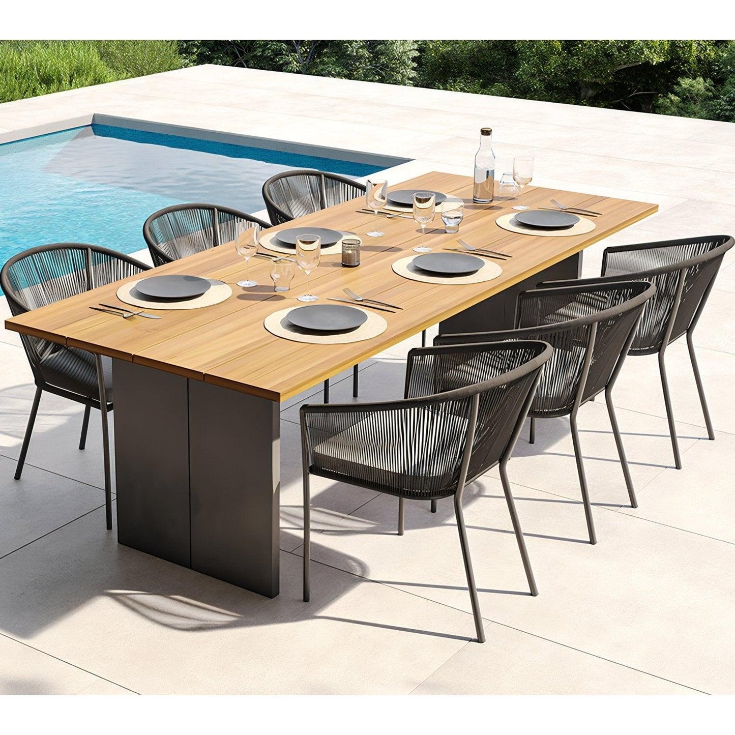 Chaise de salle à manger d'extérieur Pahani gris foncé
