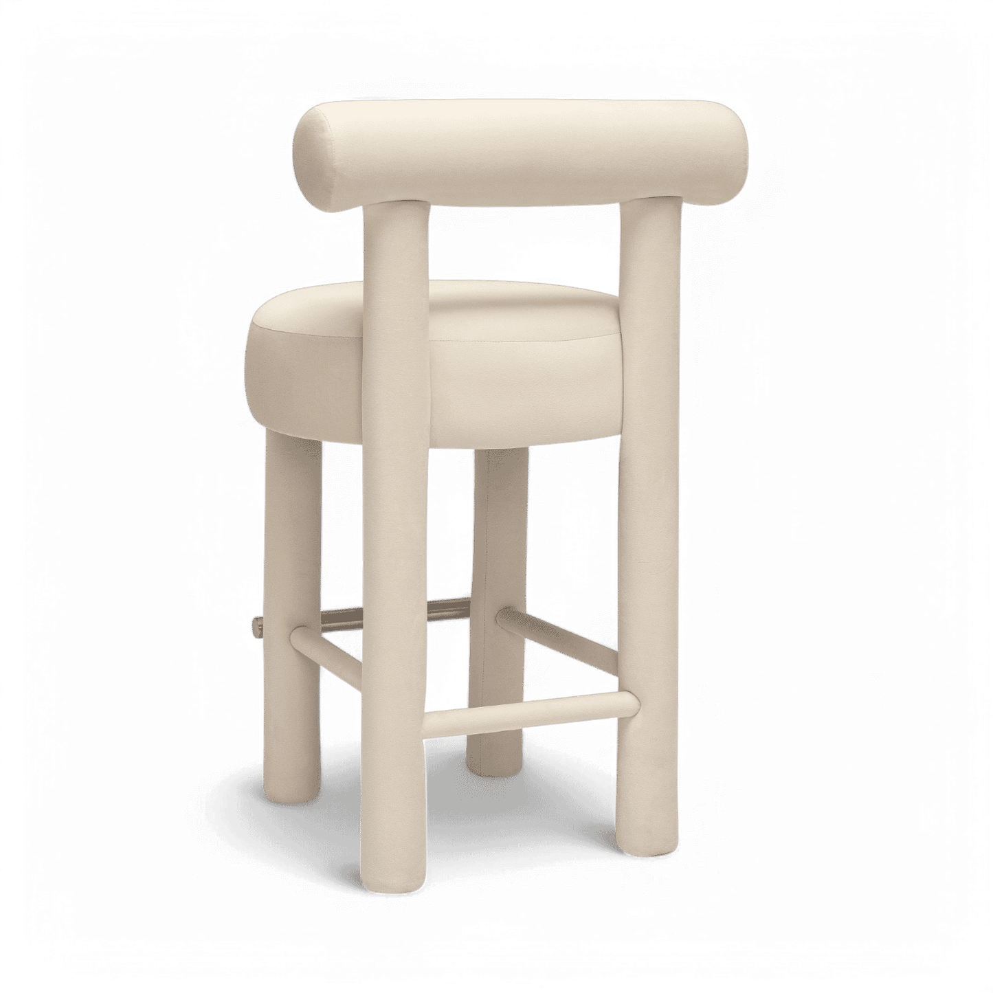 Tabouret de comptoir Arch en velours blanc cassé