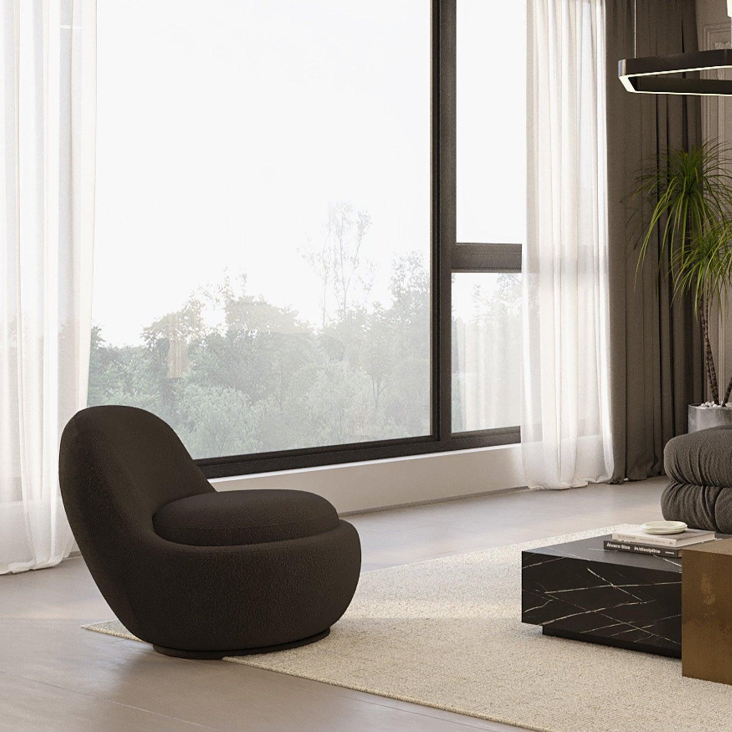 Fauteuil pivotant Boba Boucle Noir