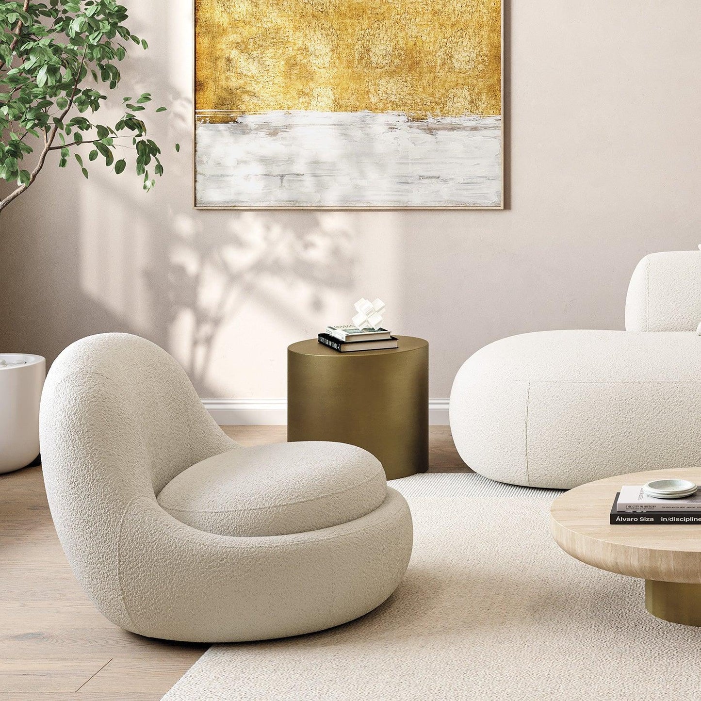 Fauteuil pivotant Boba Boucle Blanc