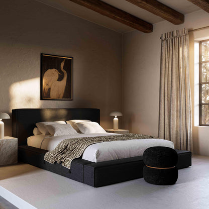 Lit king-size en tissu noir Nova