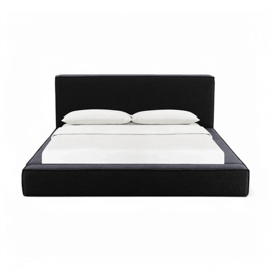Lit Queen en tissu noir Nova