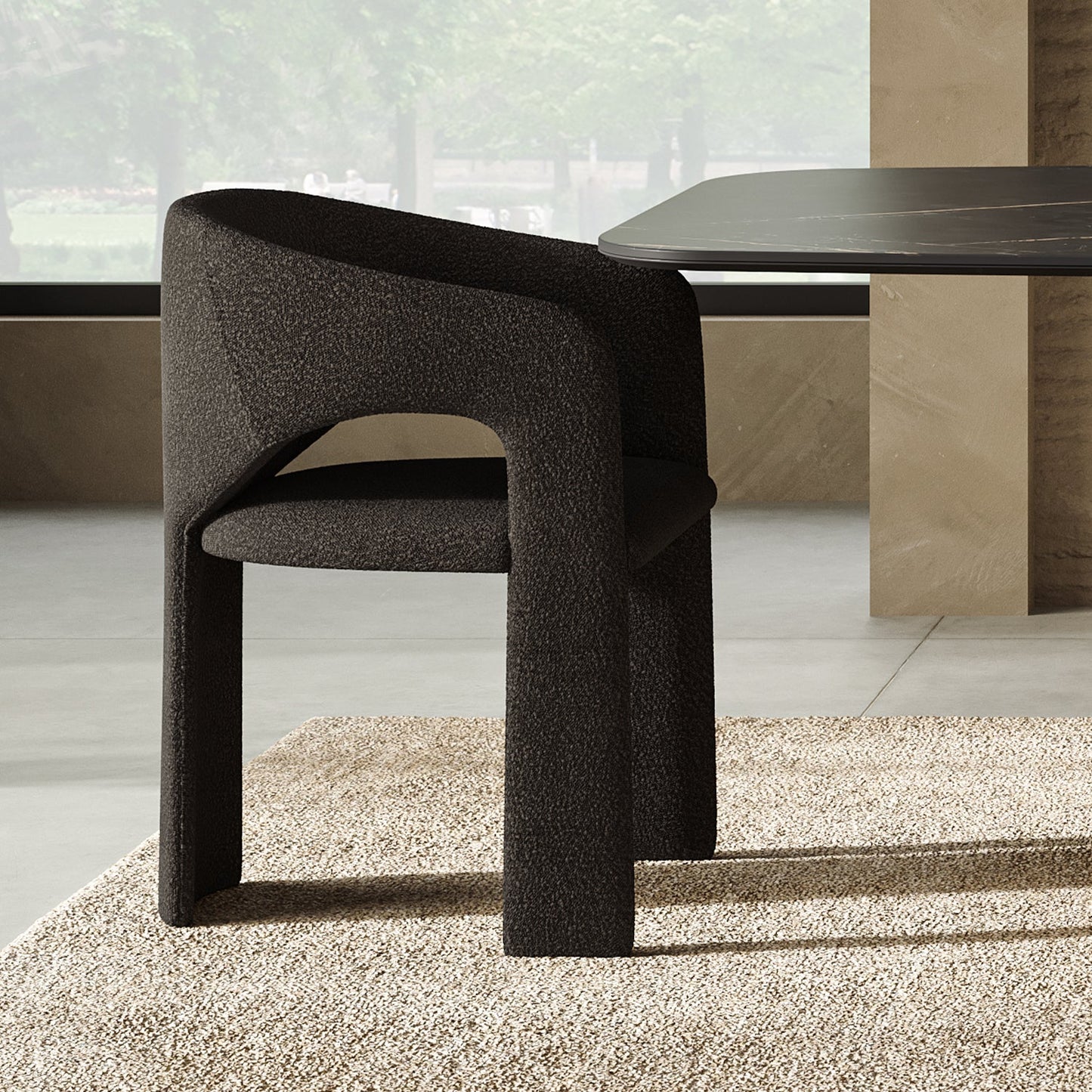 Chaise de salle à manger Aria Boucle noire