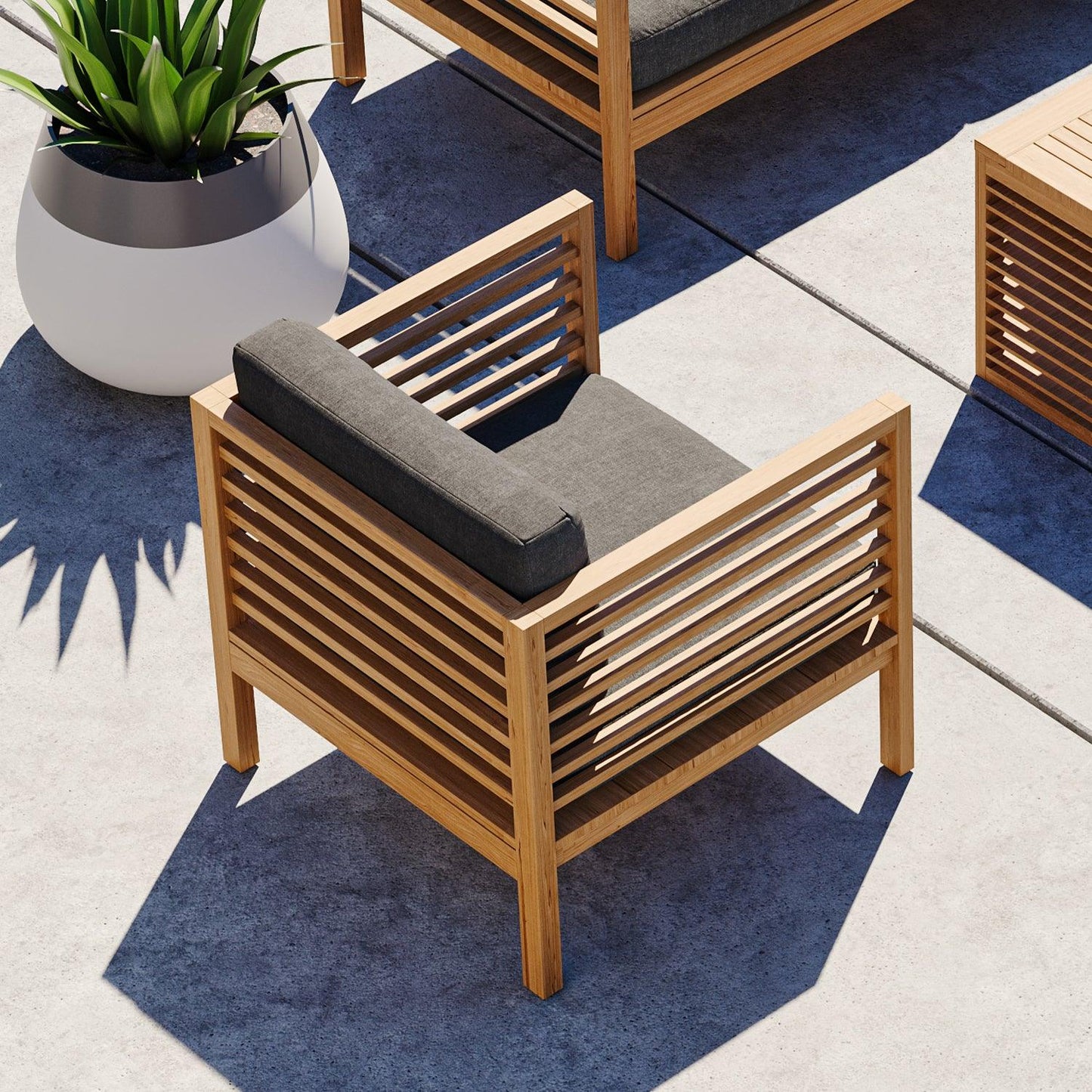 Fauteuil d'extérieur Cebu gris foncé