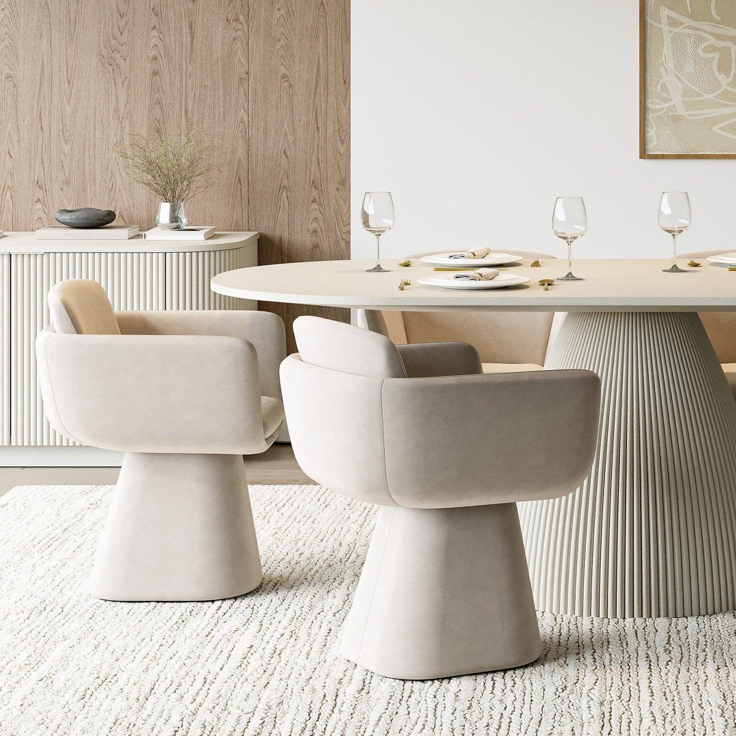 Chaise de salle à manger pivotante Rune beige