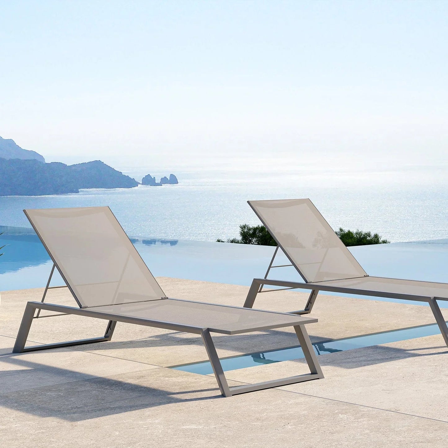 Chaise longue d'extérieur Isa grise