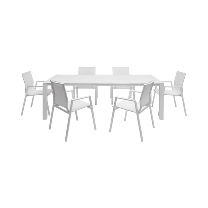 Table à manger d'extérieur Malta blanche