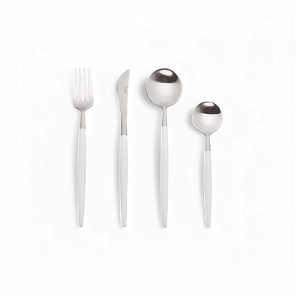Ensemble d'argenterie Paradiso blanc et argent