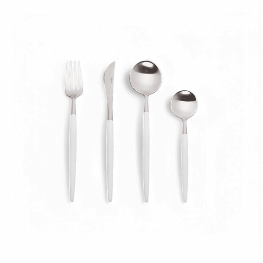 Ensemble d'argenterie Paradiso blanc et argent