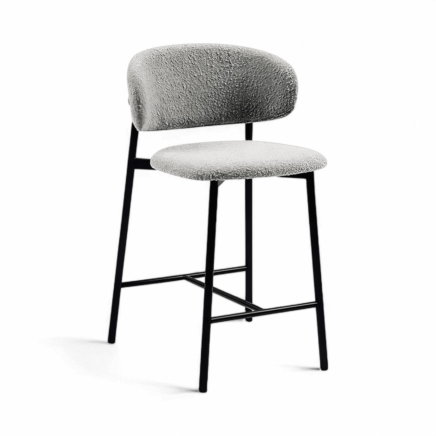 Tabouret de bar Zoya gris bouclé
