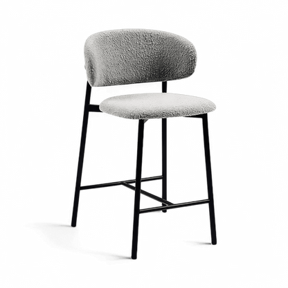 Tabouret de bar Zoya gris bouclé