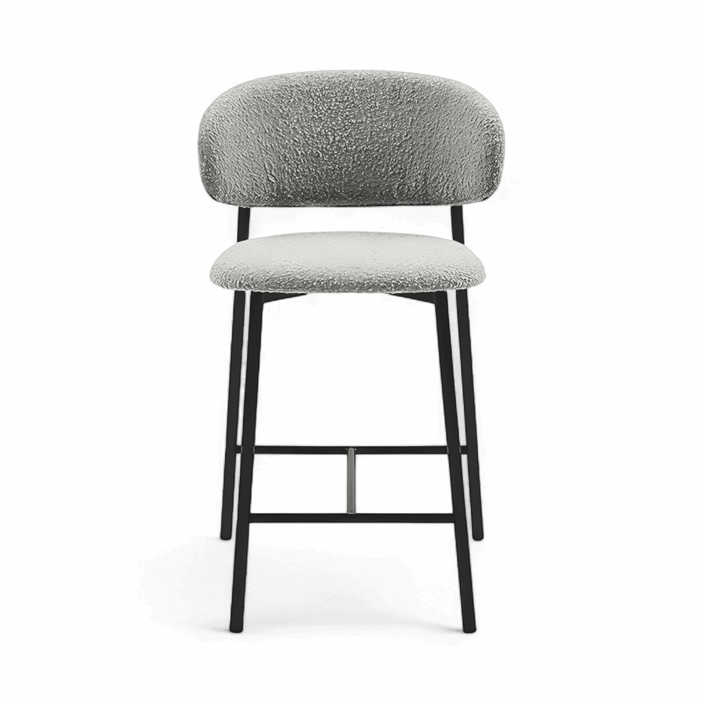 Tabouret de bar Zoya gris bouclé