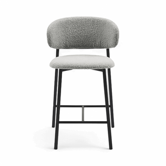 Tabouret de bar Zoya gris bouclé