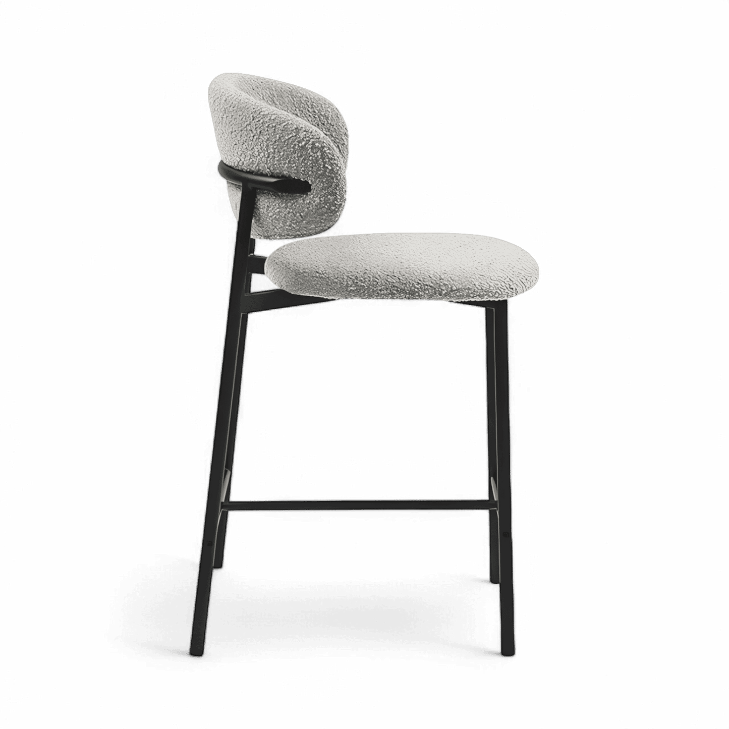Tabouret de bar Zoya gris bouclé