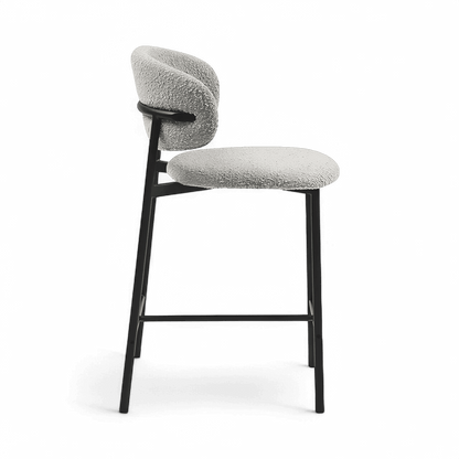 Tabouret de bar Zoya gris bouclé