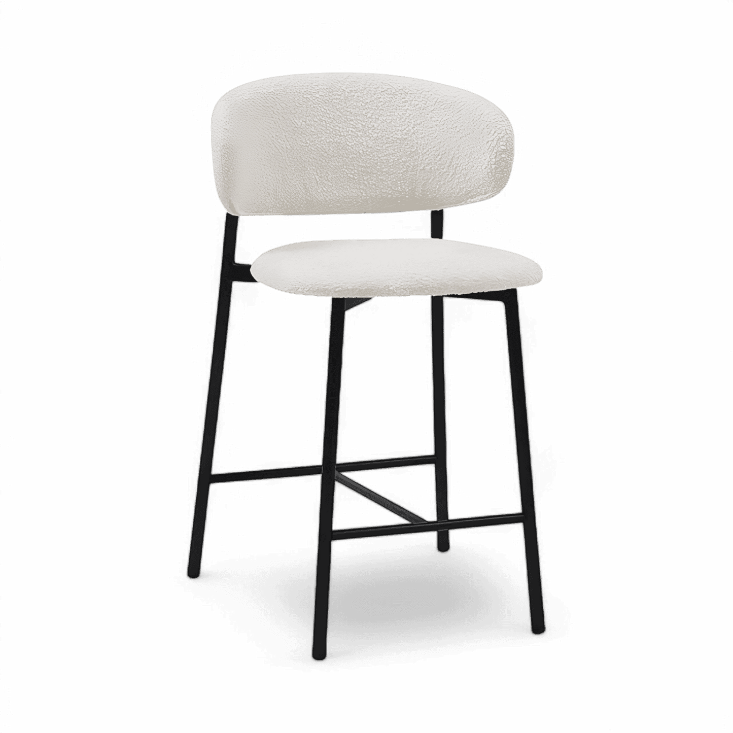 Tabouret de bar Zoya Boucle blanche