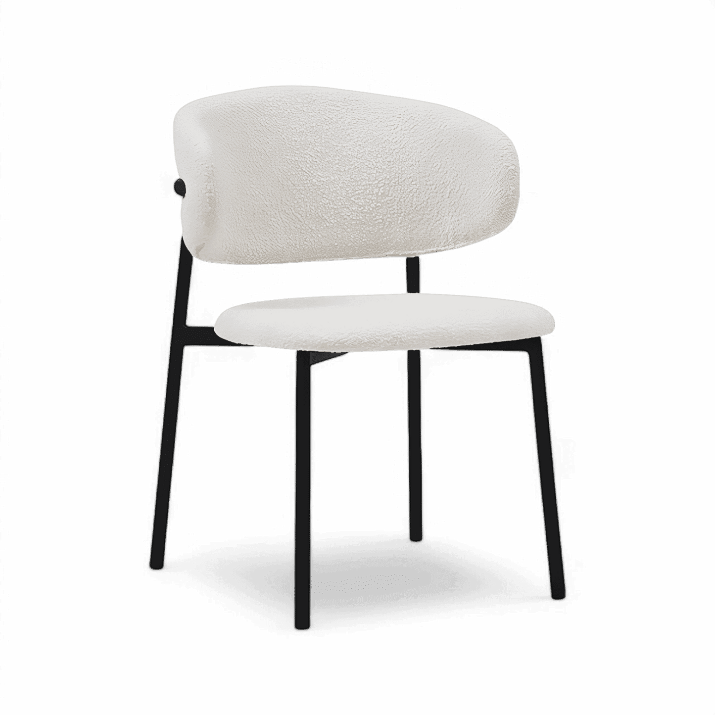 Chaise de salle à manger Zoya Boucle blanche