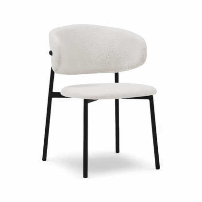 Chaise de salle à manger Zoya Boucle blanche
