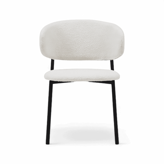 Chaise de salle à manger Zoya Boucle blanche