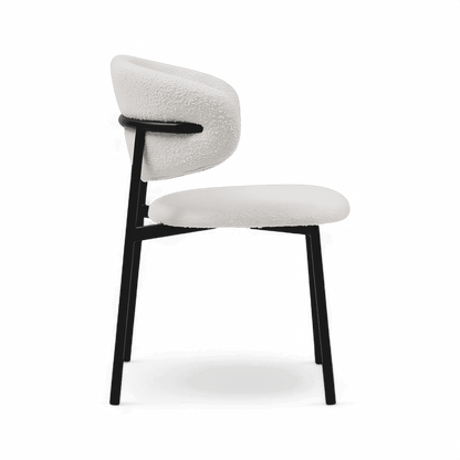 Chaise de salle à manger Zoya Boucle blanche